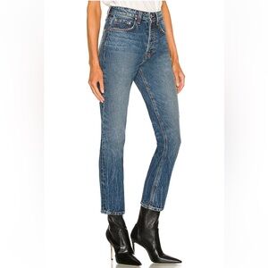 GRLFRND Karolina High-Rise Straight Crop Jeans.